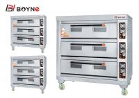 China Stainless Steel Commercial Electric Three Deck Nine Trays Bakery Oven With Strong Wheels factory