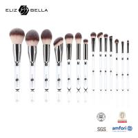 China 14PCS Professional Quality Makeup Brush Set Shiny Silver Ferrule And Clear Plastic Handle factory