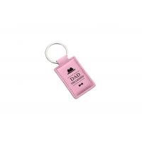 China Rectangle PU Leather Key Chains Laser Logo 3mm Thick Vintage Leather Key Holder factory