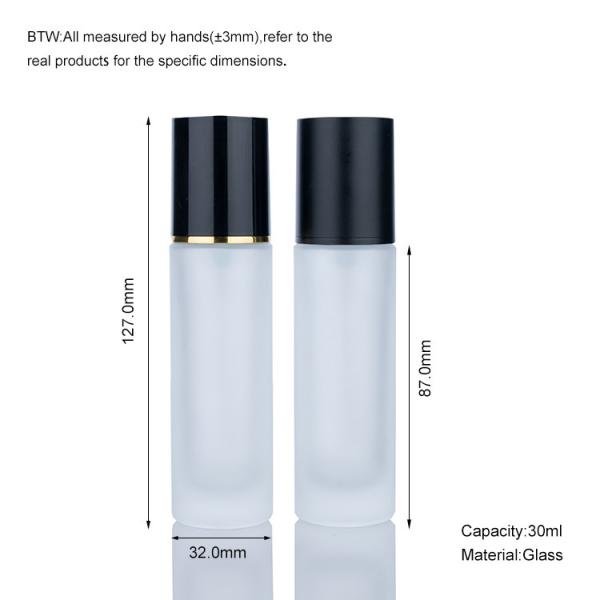 Quality 30ml Empty Foundation Bottle Simplicity Redefined Frosted Glass With Black for sale