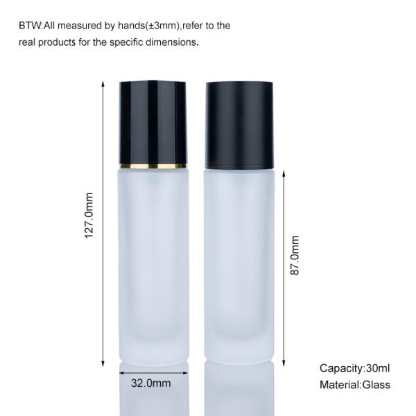 Quality 30ml Empty Foundation Bottle Simplicity Redefined Frosted Glass With Black for sale