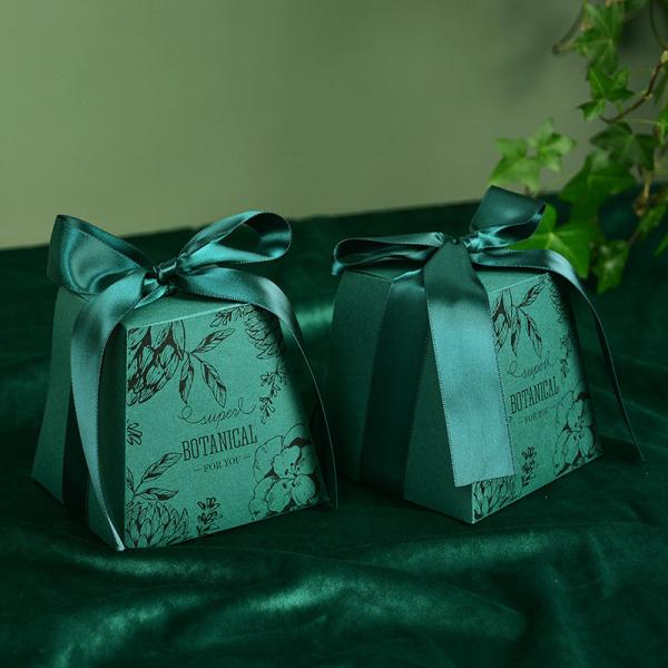 Quality FSC Certificate Green Foldable Gift Boxes Withe Ribbon For Chocolate for sale
