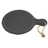 Quality Professional Slate Cheese Board Paddle Shape Rough Rim With Handles for sale