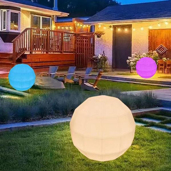 Quality Outdoor PE Plastic Glow Ball Light Rechargeable Polyhedron Luminous Sphere Shape for sale