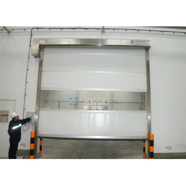 Quality Blue Galvanized Steel High Speed Roll Up Door With Shoulder Protection for sale