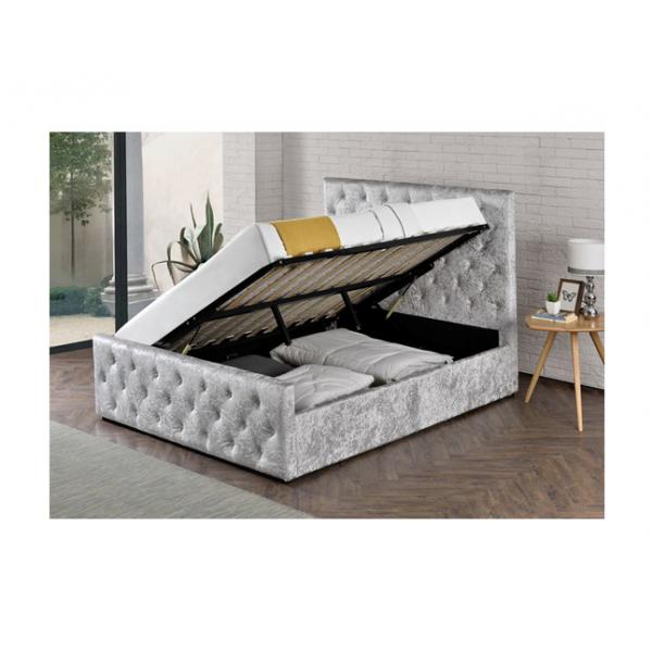 Quality Full Size Crush Velvet Fabric Upholstered Bed Frame CE Certification for sale