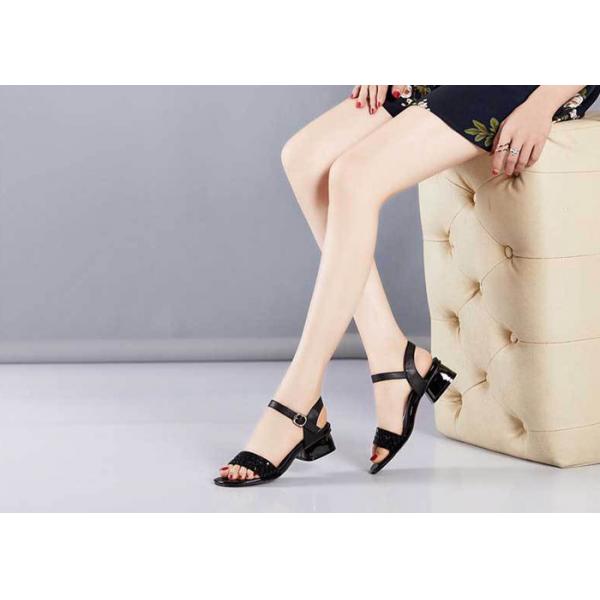 Quality Cow Leather Black Heeled Womens Shoes for sale