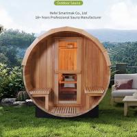 Quality Traditional Canadian Red Cedar Solid Wood Barrel Sauna Rooms Outdoor Wet Steam for sale