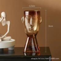 China H31cm Amber Elegant Transparent Glass Vase Decor for Modern Homes Office and Living Spaces factory