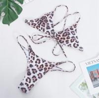 China 2019 Swimwear Wrap Front Top With Leopard Print low waist Bikini Set Womens Sexy Swimwear factory