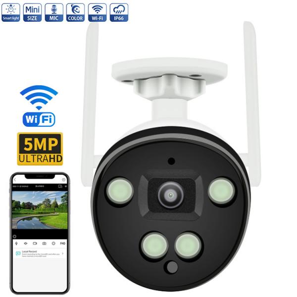 Quality 5MP Wireless IP Camera , Wifi Bullet Camera With Intelligent Message Reporting Alerts for sale