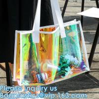 China Female Holographic Transparent Handbags Women Beach Bag Sac Hologram Laser Clear PVC Tote Shopping Bag factory