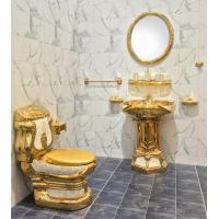 Quality Golden Hotel Bathroom Sanitary Ware With Pedestal Basin Sink Wall Hung Toilet for sale