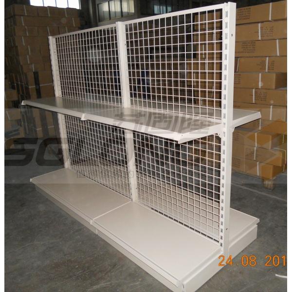 Quality Light Duty Convenience Store Wire Mesh Shelves Tegometal Gondola Double Sided for sale