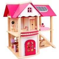 China Natural 37.5cm Diy Wooden Dollhouse Furniture Wooden Toy House Furniture factory