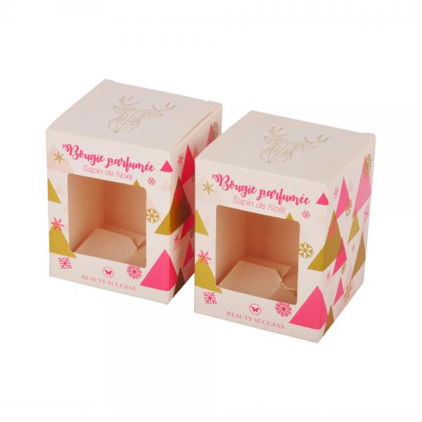 Quality Art Paper Candle Packaging Box Pink With Cutout Window 8cm Size for sale