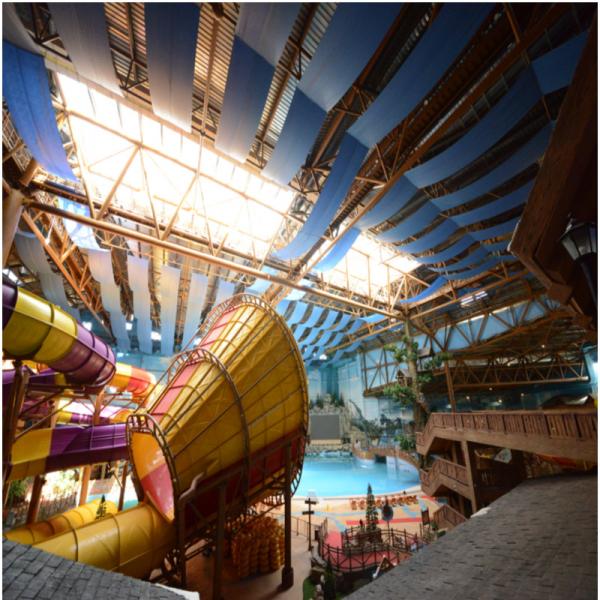 Quality Q235 Truss Steel Structure Roofing Grey EPS For Indoor Water Theme Park for sale