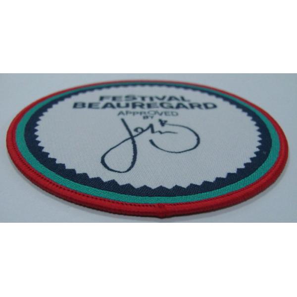 Quality Custom Woven Patch With Embroidery Merrow Border For Hats/Garment for sale