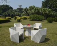 China WF-15406 new outdoor patio PE rattan wicker Dinning table set furniture white factory