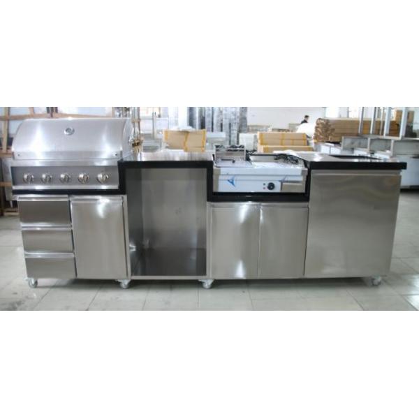 Quality Sliver Color Commercial Kitchen Equipments Gas Grill / 201# Stainless Steel Grill With Cabinet for sale