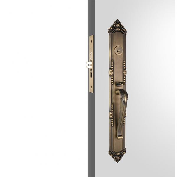Quality Antique Brass Door Handles Single Cylinder Luxury Handleset Zinc Alloy for sale