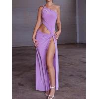 Quality Party Hollow Thigh High Slit Dress Sleeveless Solid Color Long Dress Fashion for sale