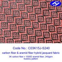 China Jacquard Sudoku Pattern Red Carbon Fiber Fabric With Low Flammability factory