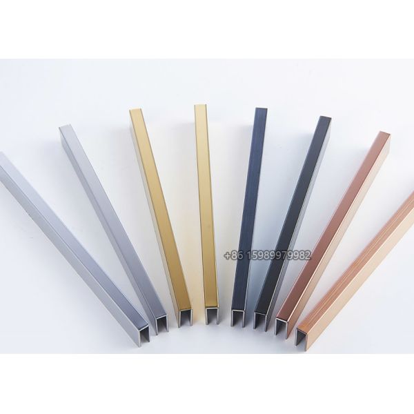 SUS304 Metal U Channel Trim 10x5x10mm Brushed Effect Titanium Color from China Factory