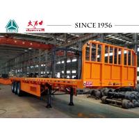 China 3 Axle Flatbed Trailer With Front Side Wall , Flatbed Car Trailer Long Life factory
