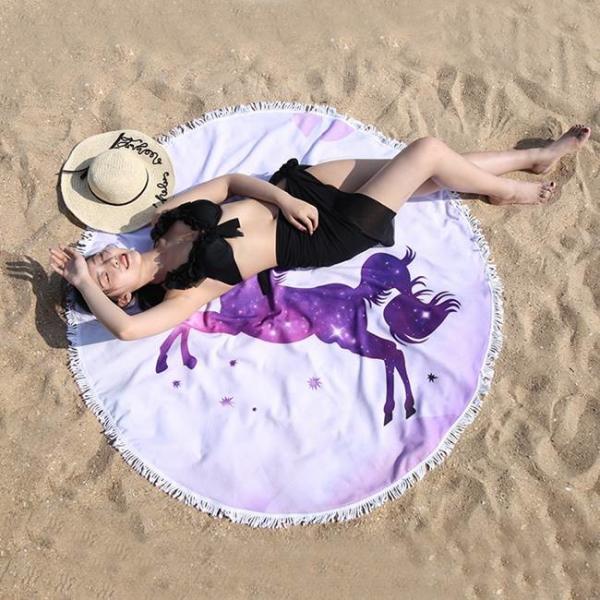 Quality 59 Inch Oversized Microfiber Beach Towel Round Blanket With Tassel for sale
