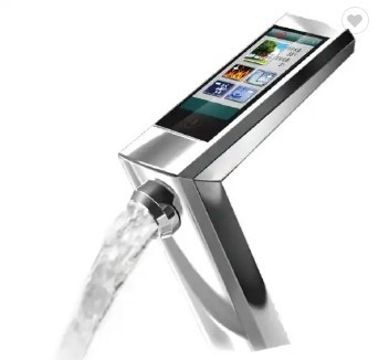 Quality Smart Deck Mount Watersense Faucet Brushed Chrome Bathroom Taps With Digital Display for sale