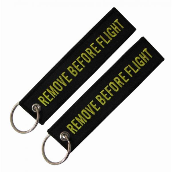 Quality 75% Embroidery Metallic Thread Remove Before Flight Keychain Twill for sale