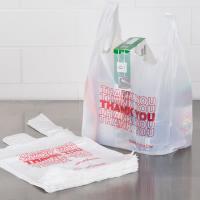 China Retail White Plastic Thank You Bags , Custom T Shirt Bags For Grocery factory