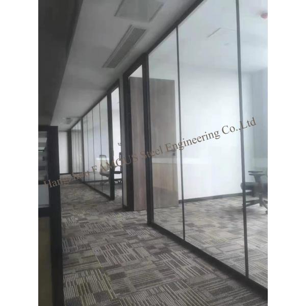 Quality 48'' Office Internal Glass Partition Walls , ISO 3834 Aluminium Glazed Partition for sale