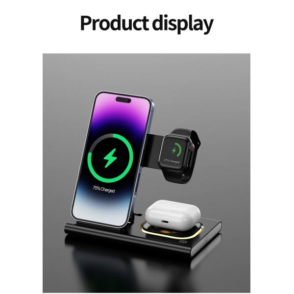 Quality Fast 3 In 1 Wireless Foldable Charger For Watch Earphone IPhone for sale