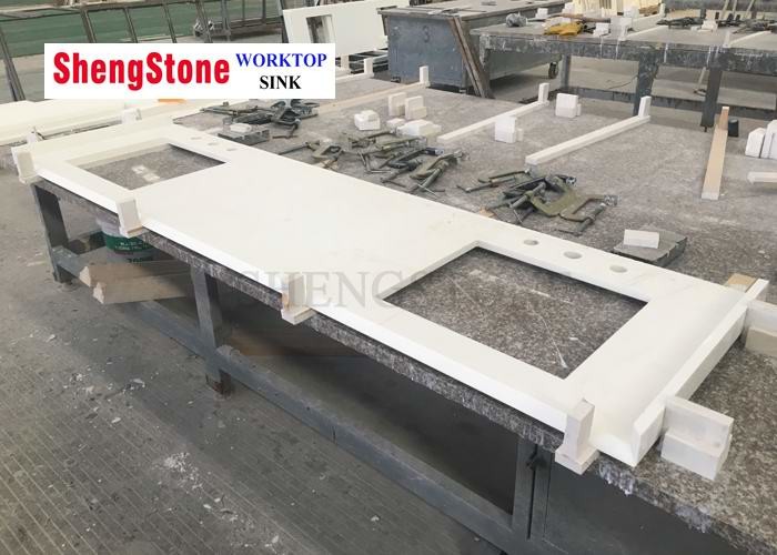 China High Hardness Glass Vanity Countertops / Worktops Nano Microlite Materials Size Custom factory