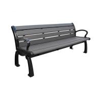 China Recycled Plastic Slats Outdoor Garden Wooden Bench With Sandblasted Powder Coated factory
