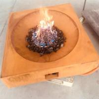 Quality Portable Natural Gas Corten Steel Square Fire Table For Backyard Heater for sale