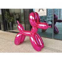 China Modern Art Hot Pink Balloon Dog Resin Outdoor Fiberglass Sculpture for sale