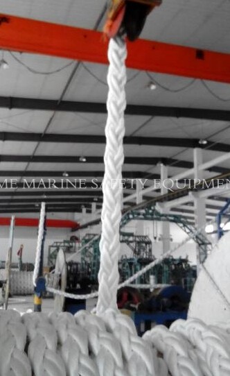 China 8 strand white color polypropylene ship mooring rope for sale