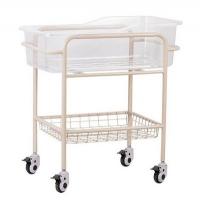 China Stainless Steel Frame ABS Hospital Baby Cot With Storage Shelf factory