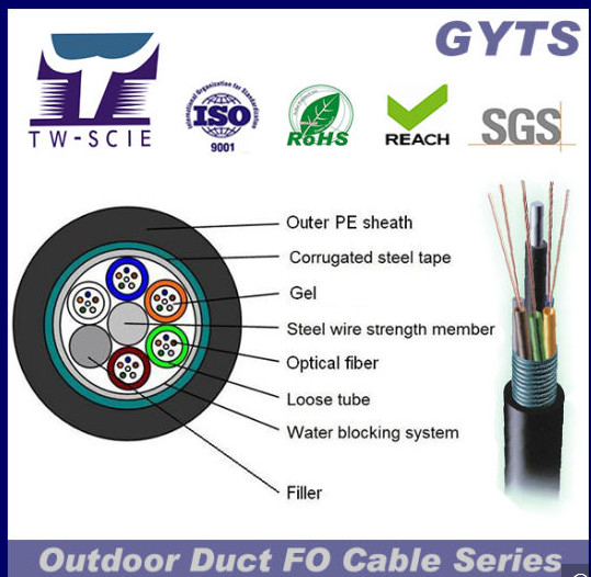 Quality GYTS Steel Armored with PE sheath Fiber Optic Cable For Duct And Aerial with for sale