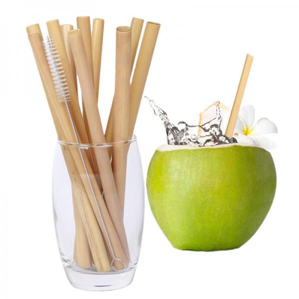 Quality Reusable Eco Friendly 20x0.8cm Reusable Bamboo Drinking Straws With Brush for sale