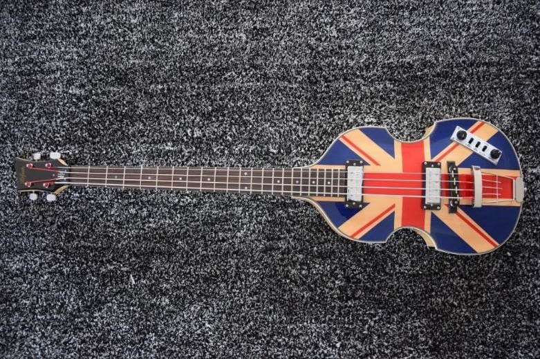 China Tiger Maple back&Side Union Jack Top Hofner Icon Series Vintage Violin 4 Strings Bass factory