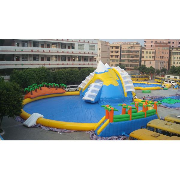 Quality UV Resistance PVC Tarpaulin Inflatable Water Park With Pool Well Tailed for sale
