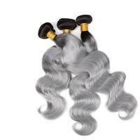 Quality Virgin Indian Human Hair Bundles , Grey Ombre Hair Bundles Two Tone Full End for sale