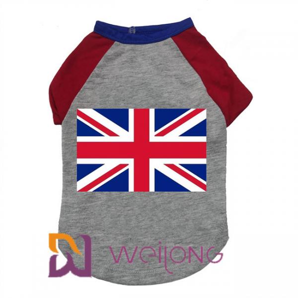 Quality Summer Customizable Pet T Shirts For Dogs Rubber Print UK Flag for sale