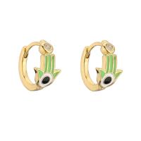 China Zircon Colorful 14k Gold Hoop Earrings Jewelry Enamel Palm Cuff For Women Girls factory