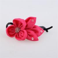 China Various Sizes Fabric Flower Hair Accessories Red Satin Flower Hair Clips Durable factory