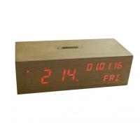 China Office Digital LED Wood Clock with Calendar for sale